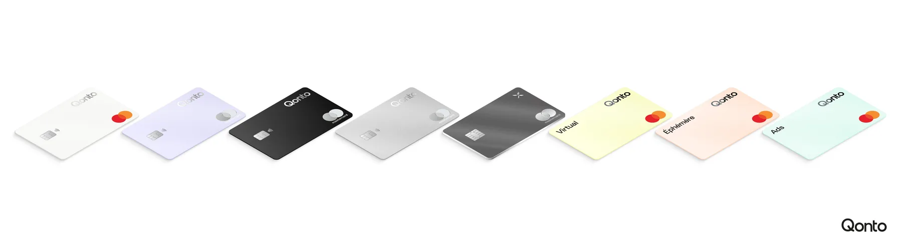 Les cartes Qonto : One, Plus, X, virtuelles, éphémères et publicitaires